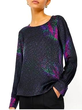 Scilla by Dora Landa Silk Blouse Top Long Sleeve L